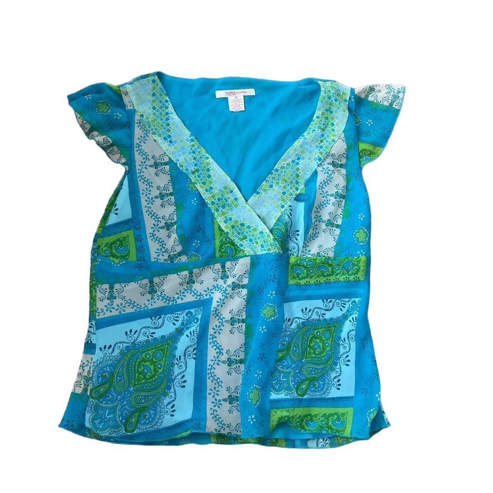 Blue green blouse